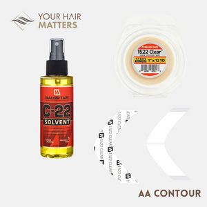 EASY INSTALL KIT - For Hair System DAILY WEAR with TAPE ROLL, 36 CONTOUR STRIPS, and C22 SOLVENT (WALKER)