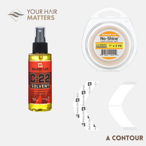 EASY INSTALL KIT - For Hair System 2-4 WEEK WEAR with TAPE ROLL, 36 CONTOUR STRIPS, and C22 SOLVENT (WALKER)