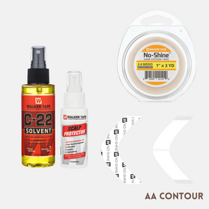 EASY INSTALL KIT *PLUS* - For Hair System 2-4 WEEK WEAR with TAPE ROLL, 36 CONTOUR STRIPS, C-22 SOLVENT, AND SCALP PROTECTOR (WALKER)