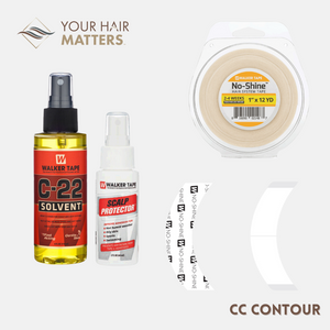 EASY INSTALL KIT *PLUS* - For Hair System 2-4 WEEK WEAR with TAPE ROLL, 36 CONTOUR STRIPS, C-22 SOLVENT, AND SCALP PROTECTOR (WALKER)