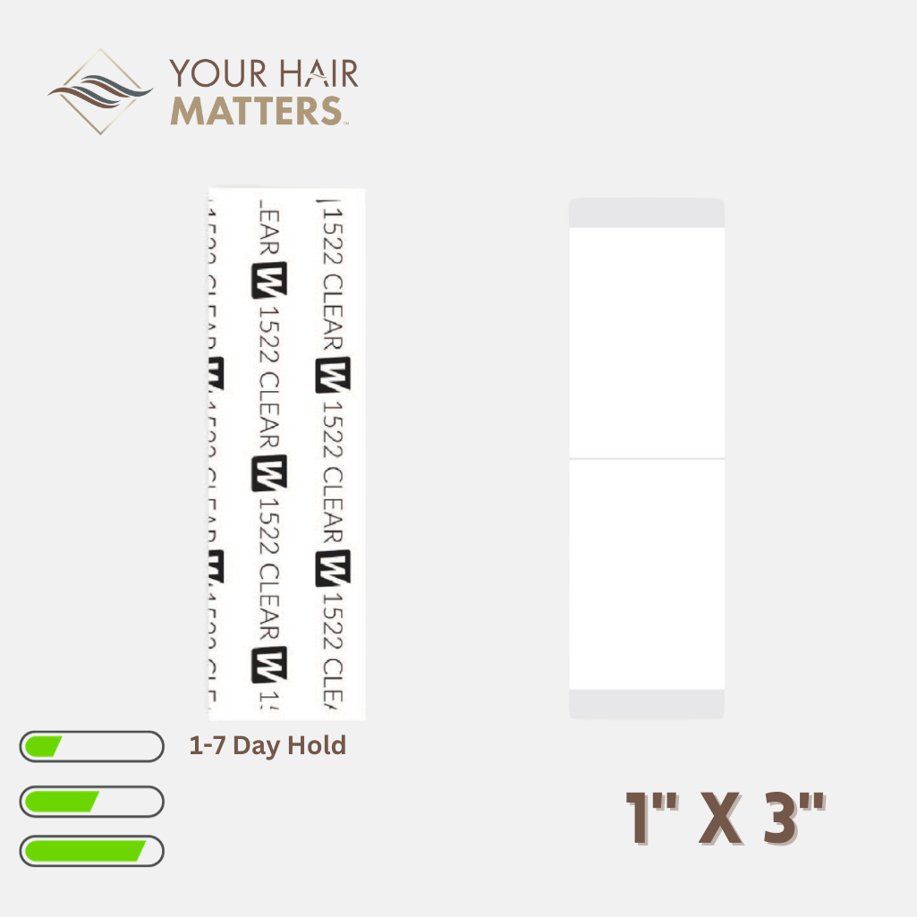 1522 CLEAR - 1" X 3" STRIPS, 36PC/BAG | Walker Tape Strips 1" x 3" | Strips of Tape for Hair System | 1522 Strips of Tape