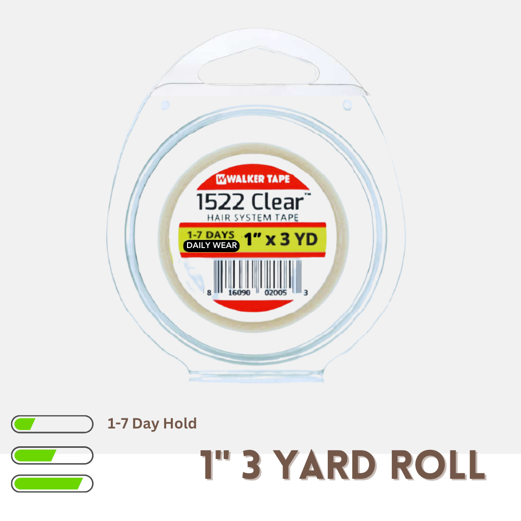 1522 Clear Walker Tape | Tape For Hair Sytems | Light Hold Tape For Hair Systems | Daily Wear Tape | Walker Tape 1522 | 1" 3 Yard Roll Walker Tape